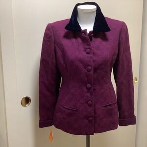 Purple Tailored Blazer with Contrasting Collar
